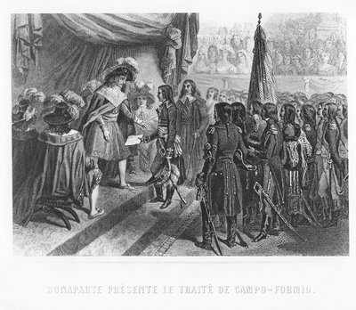 Napoleon Bonaparte präsentiert den Vertrag von Campo Formio von Denis Auguste Marie Raffet